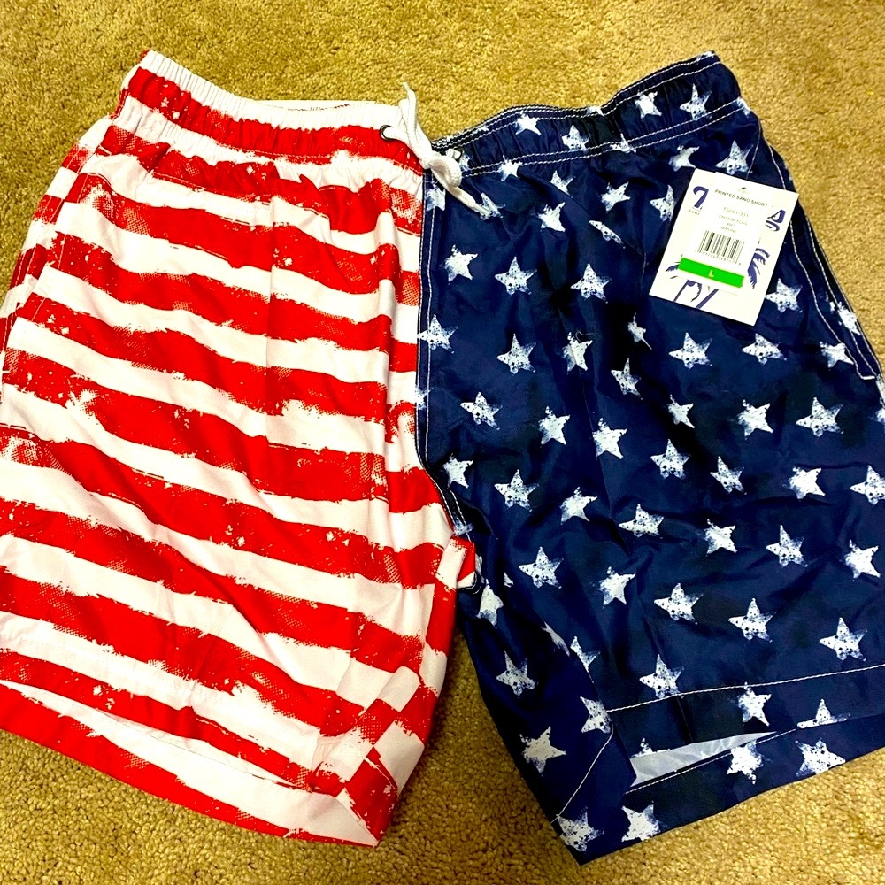 Trunks mens swimsuit NWT size LARGE American flag